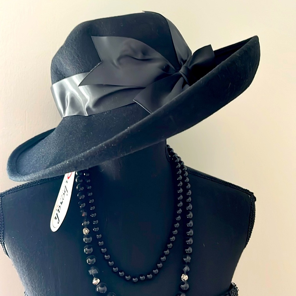 NWT Deborah New York black wool hat special occasion hat church, Kentucky Derby